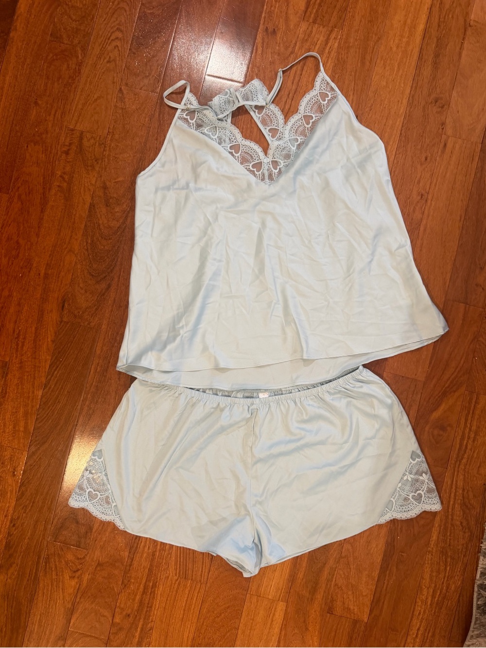 Lace-Trim Cami & Shorts Sleep Set - Light Blue